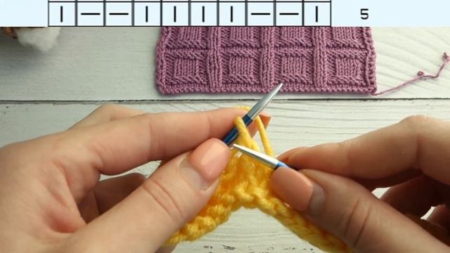 Простой и красивый узор "квадраты" схема и описание | Simple and beautiful pattern "squares"