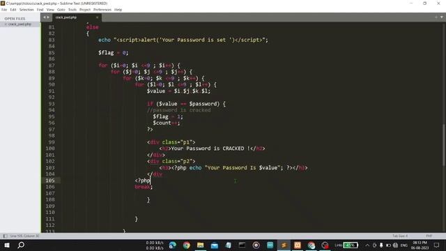 Simple 4 digit password cracking algorithm using HTML, CSS, JS, PHP | #passwordcracking