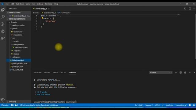 Part 4  Installing Vue Js and Vuetify Plugin with Vue CLI 3 tools for Machine Learning Projects
