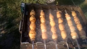 Картошка с салом на мангале