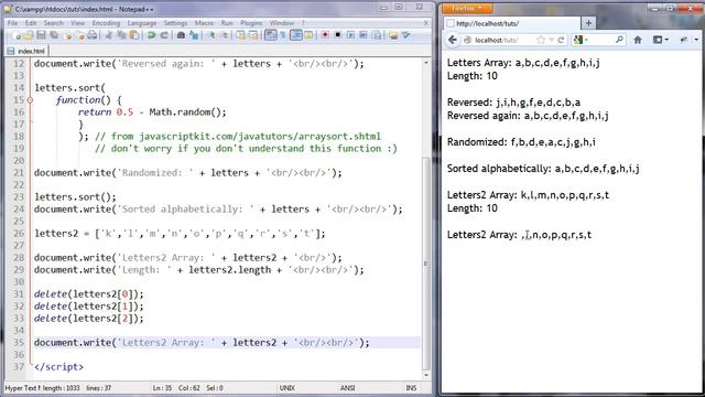 Javascript Tutorial 18 - Reversing, Sorting and Truncating Arrays смотреть онлайн