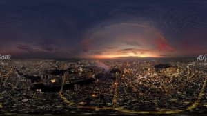 Tokyo at night, Japan. Aerial 360 video in 12K