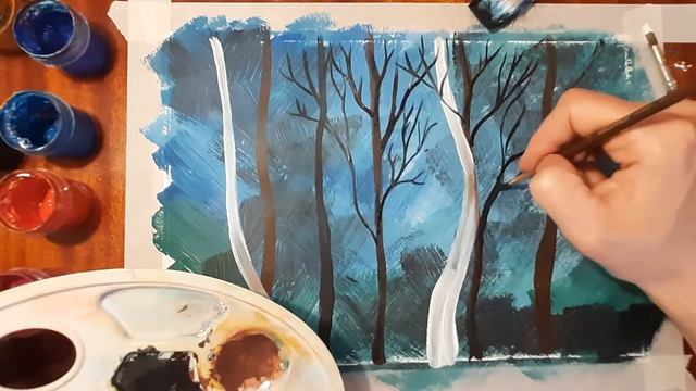 Как нарисовать осенний лес поэтапно. Мастер класс по правополушарному рисованию, осень гуашью. смотреть онлайн