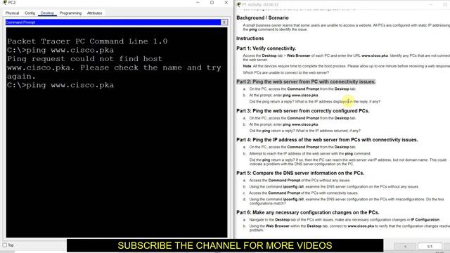20.3.6 Packet Tracer - Use the ping Command || Cisco Network Academy || Use of PING Command