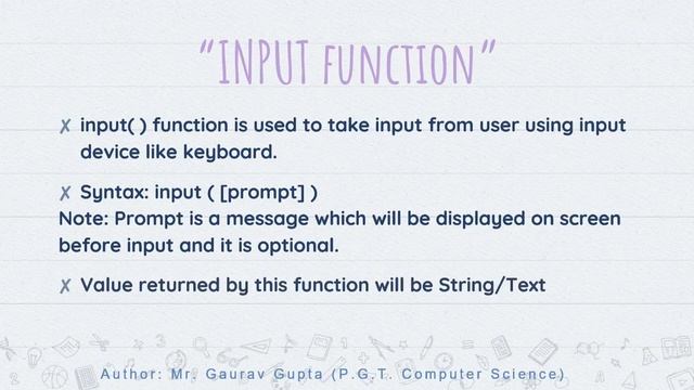 Using Input Function Part-I | Class 11 / 12 IP | Informatics Practices Python