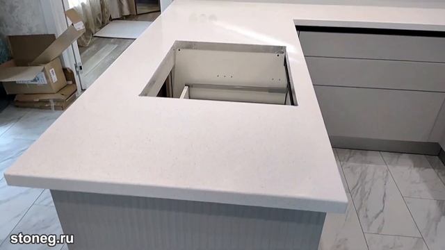Grandex A 422 Snow Pile stoneg.ru Кухонная столешница со стеновыми панелями из искусственного камня