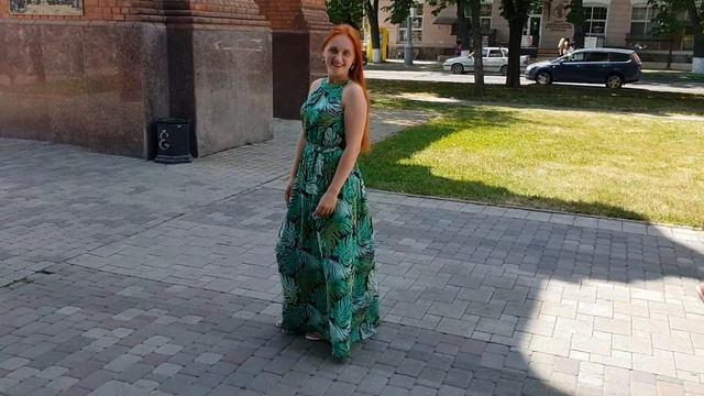 Зеленое платье в пол от Эйвон с листьями! Женское зелёное платье Эйвон 8 2018!