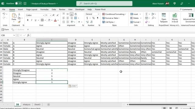 MS Excel Full Course | Analysis of a Research, Study or Survey in MS Excel | Part 1