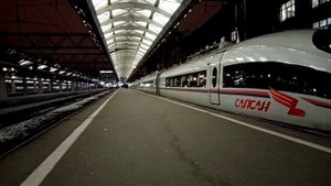 Отправление с Московского вокзала СПб поезда Сапсан #779 СПб - Москва