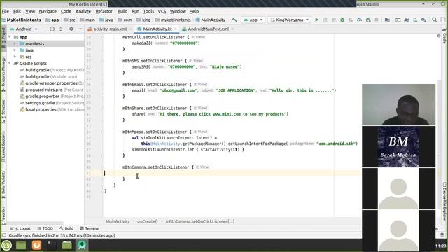 Making a call, Sending Emails, Sharing Text, Lauching Camera and Other intents with Kotlin смотреть онлайн