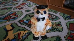 Кот танцующий поет игрушка котик в очках,шляпе,с бантом