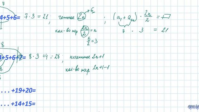 Найти сумму последовательных натуральных чисел. смотреть онлайн