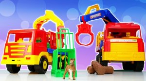 Машинки-помощники — Развивающее видео и мультики для малышей — Игрушечные животные. Строим загон