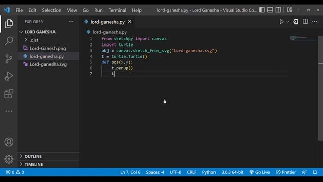 Lord Ganesha drawing in python turtle | Happy Ganesha Chaturthi | Learnonpy |