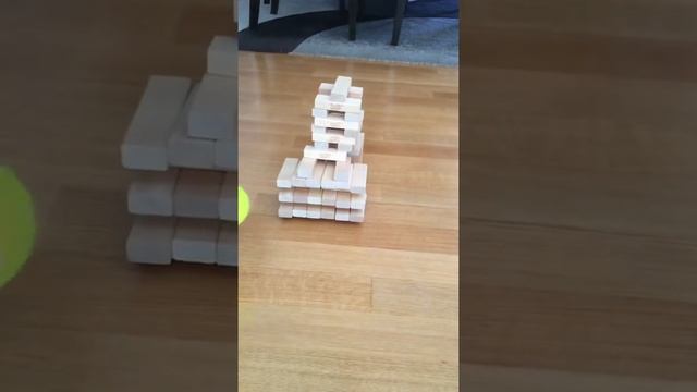 Jenga tower knocked down with a ball #knockdown #Jenga #ball