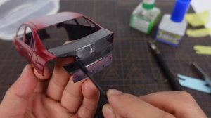 Building A Replica Mitsubishi Lancer Evolution X Model Car. 1/24 Scale Aoshima Model kit.