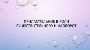 Прилагательное в роли существительного и наоборот