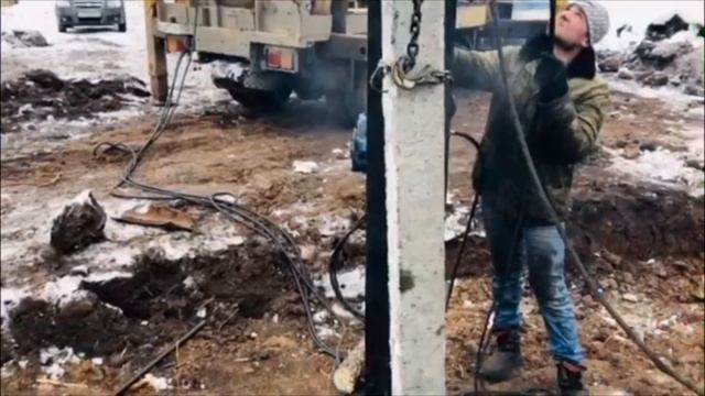 Фундамент на ЖБ сваях 150*150/3000. Забивка дизель-молот DD-4 смотреть онлайн