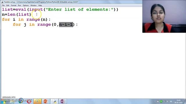 Bubble Sort in Python | Sorting in Python Class 11 | Program in Python to implement Bubble Sort