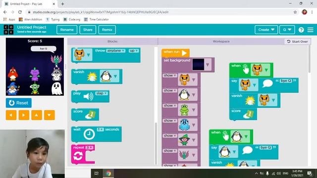 Basic Programming | Code.org | Play Lab (Pre-Reader) | Basic Game Programming