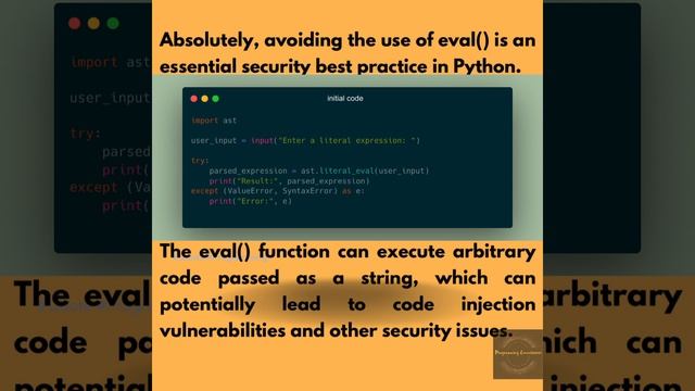 Code security best practices python | Avoid using eval()