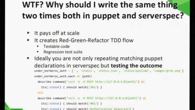 Test Driven Infrastructure with Docker, Test Kitchen and Serverspec - Yury Tsarev смотреть онлайн