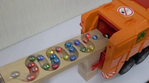 Marble Run Race ASMR ☆ 2 HABA slope and two large garbage trucks.