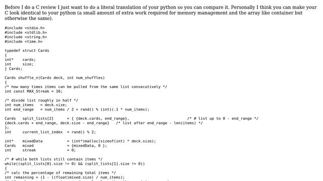 Code Review: Human (imperfect) array (card) shuffle written in C (2 Solutions!!) смотреть онлайн