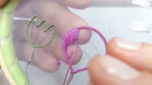 Бутон Герани, заполняем первый ряд #герань #бутон #3dflower #гладь #вышивка #минимк