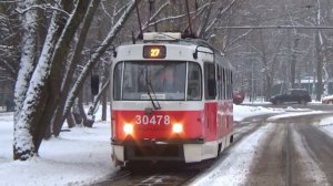 Трамвай Tatra-t3 (МТТА) №30478 в бело-красной окраске!