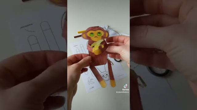 обезьяна из бумаги - шаблон для бумажной мартышки