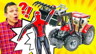 Человек Паук VS Трактор Венома в Мастерской Фёдора! Игры битвы онлайн. Машинки в видео для мальчиков
