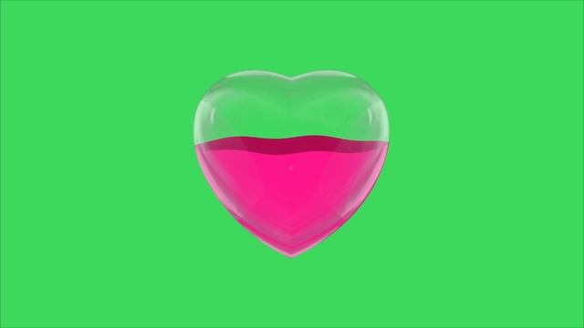 Футаж для видео монтажа Наполненное сердце зеленый фон Хромакей HD