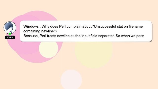 Windows : Why does Perl complain about "Unsuccessful stat on filename containing newline"? смотреть онлайн
