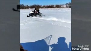 Снегоход Рысь с двигателем от Оки. Первый выезд.