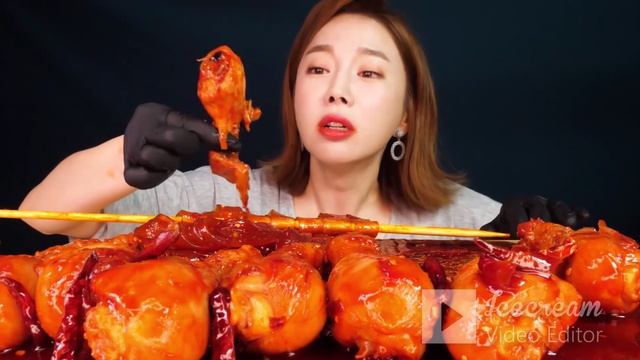 ASMR Spicy FIRE Sauce Chicken DrumStick_Ssoyoung