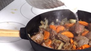 Жаркое на сковороде с говядиной - картошка с мясом рецепт