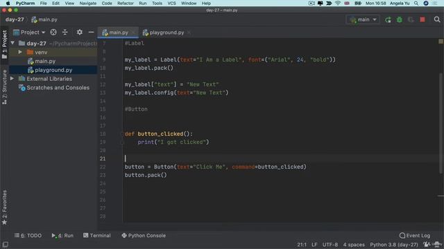 Buttons, Entry, and Setting Component Options | 100 Days of Code: The Complete Python Pro Bootcamp