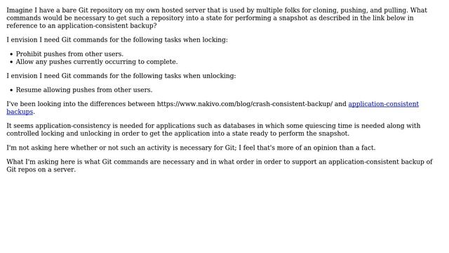 How to perform application-consistent backup of Git repo? смотреть онлайн