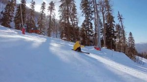 Скоростной и красивый спуск на лыжах