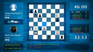 Анализ шахматной партии: Ivan Diachkoff - Guest43658471, 0.5-0.5 (по ChessFriends.com)