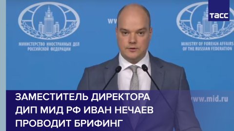 Заместитель директора ДИП МИД РФ Иван Нечаев проводит брифинг