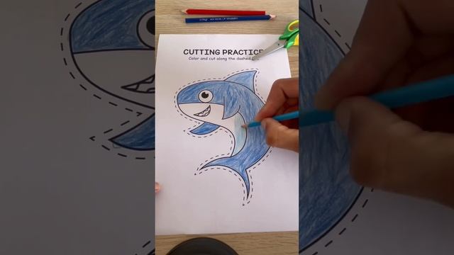 Shark Cutting Practice : Preschool Scissor Skills Worksheet For Kids #finemotorskills #cuttingskill