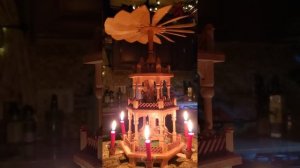 Corey singing over Fairy Take of New York with Christmas Pyramid.