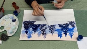 Мастер-класс "Новогодний лес". Нетрадиционная техника рисования