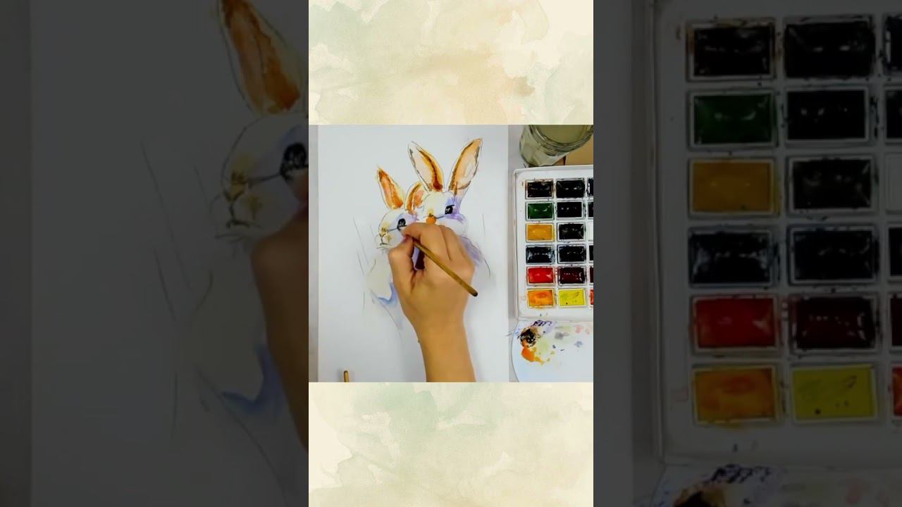 КРОЛИКИ В ПШЕНИЦЕ #рисуйсомной #art #творчество #акварель #акварельныйрисунок