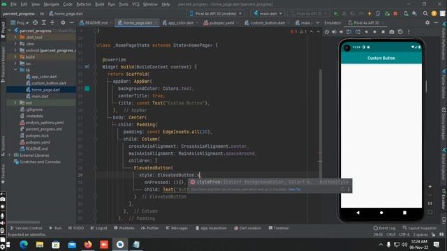 30. Custom button in flutter, #button #custombutton #fluttertutorial #flutterdev