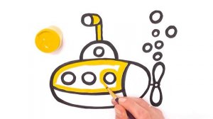 Нарисуем и раскрасим подводную лодку снова! Простые рисунки для повторения вместе с ребенком