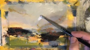 Abstract Landscape Painting Tutorial with Beautiful Muted Sky Colors | Acrylic Paint and Mixed Medi