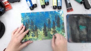 Quick & Easy Forest Scenery with my NEW Little Leaf Foam Stamp from Joggles | Art Journal Tutorial